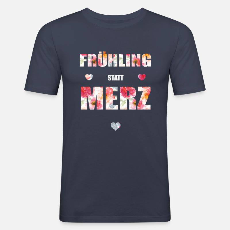 Frühling statt Merz - Männer Slim Fit T-Shirt - Navy