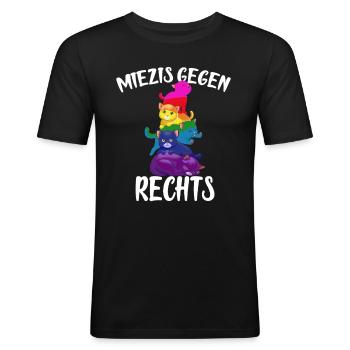 Gay miezen gegen rechts - Männer Slim Fit T-Shirt - Schwarz - Vorne - Nik (191cm)