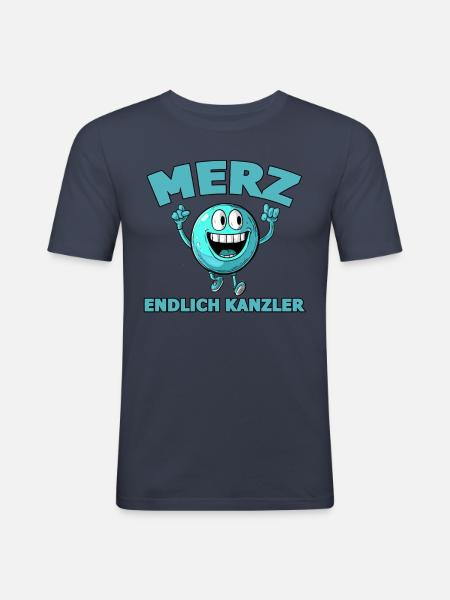 Merz Endlich Kanzler - Männer Slim Fit T-Shirt - Navy