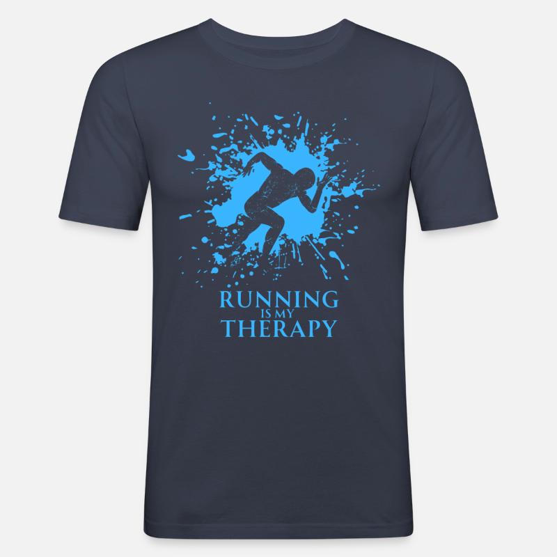 Running is my Therapy (2) - Männer Slim Fit T-Shirt - Navy