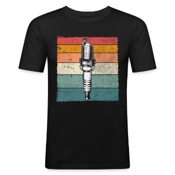 Bougies Automonteurs en automonteurs - Mannen slim fit T-shirt - zwart - Voor - Nik (191cm)