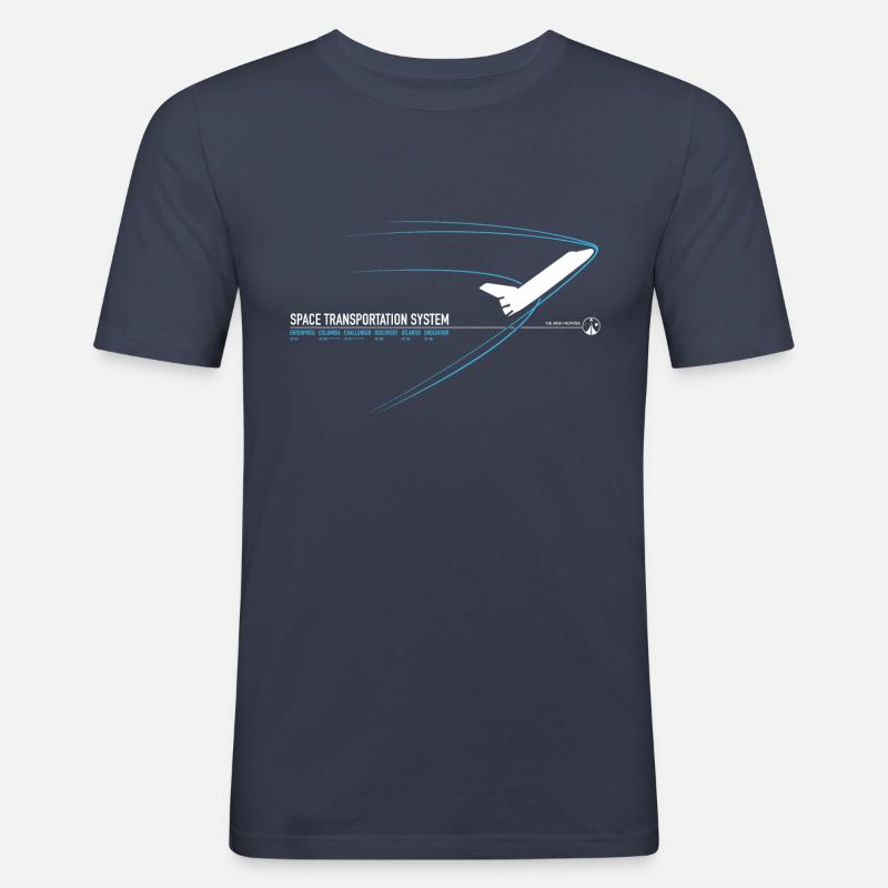 Space Shuttle (blauer Druck) - Männer Slim Fit T-Shirt - Navy