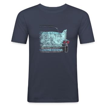 Cadillac road cruiser - Männer Slim Fit T-Shirt - Navy - Vorne - Nik (191cm)