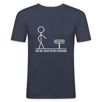 Oh oh, das ist kein gutes Zeichen - Männer Slim Fit T-Shirt - Navy - Vorne - Nik (191cm)
