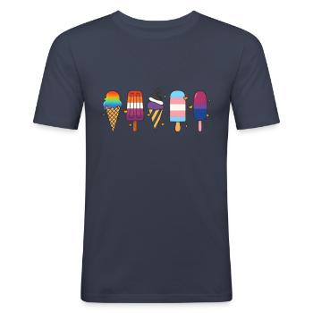 LGBTQ Pride Eis Design – Liebe Vielfalt CSD - Männer Slim Fit T-Shirt - Navy - Vorne - Nik (191cm)