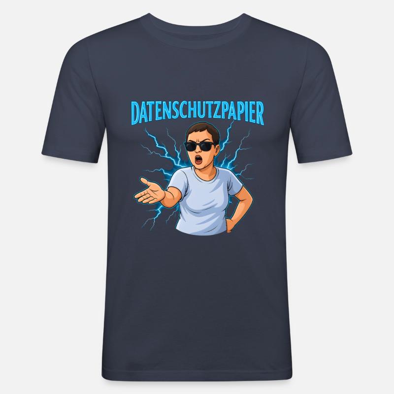 Datenschutzpapier – Satire Design - Männer Slim Fit T-Shirt - Navy
