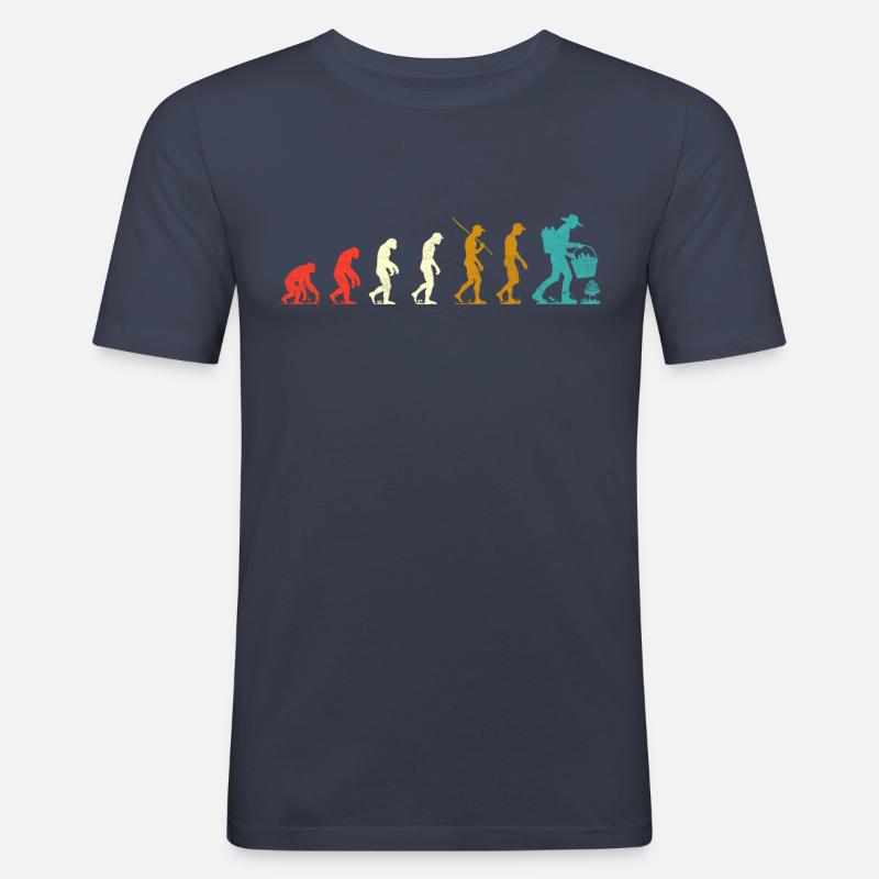 Evolution der Morcheln - Männer Slim Fit T-Shirt - Navy