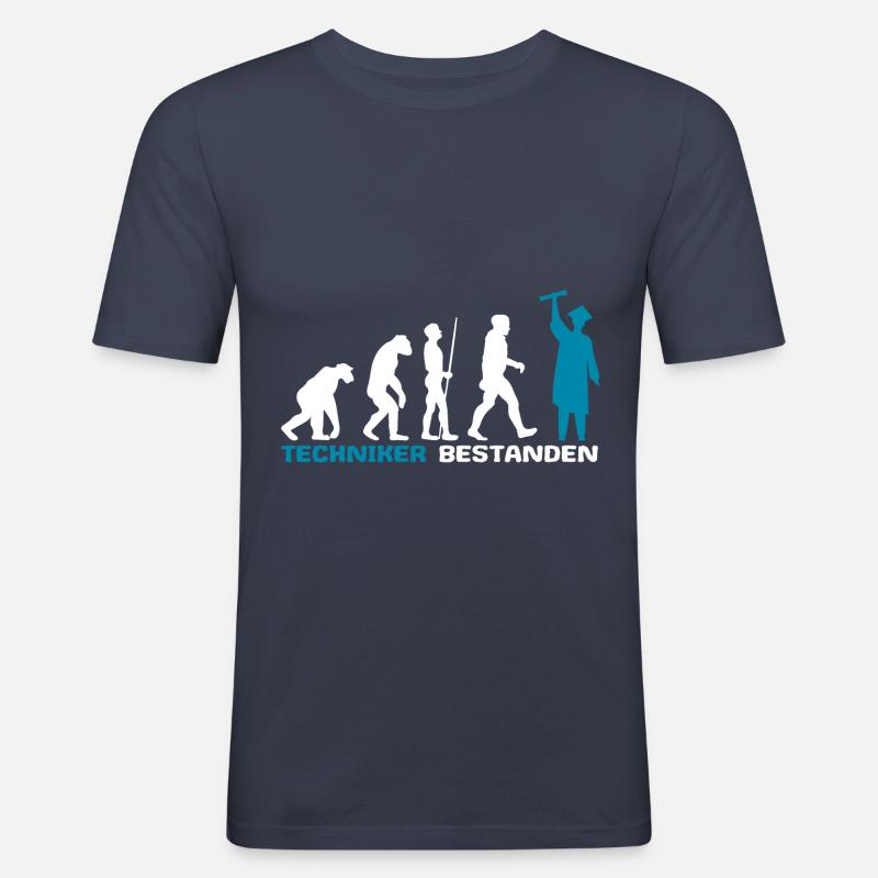 Techniker Abschluss Prüfung Bestanden Evolution - Männer Slim Fit T-Shirt - Navy