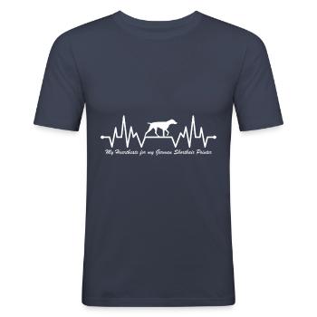 Deutsch Kurzhaar Herzschlag - Männer Slim Fit T-Shirt - Navy - Vorne - Nik (191cm)