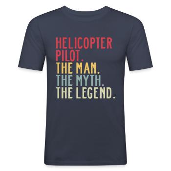 Hubschrauberpilot Helikopter Dad Sprüche Vintage - Männer Slim Fit T-Shirt - Navy - Vorne - Nik (191cm)