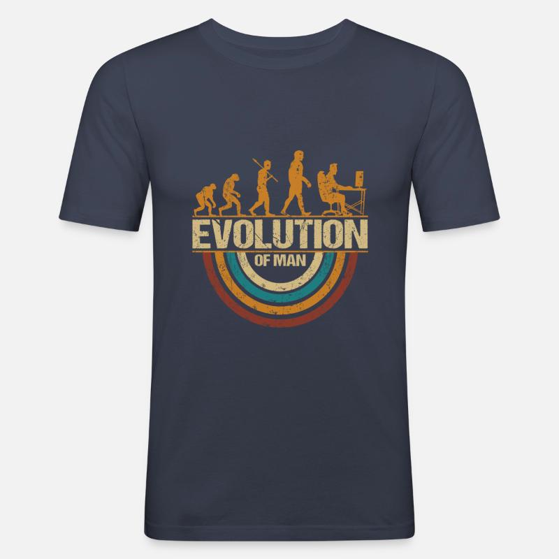 Programmateur Computerfreak Evolution Retro - T-shirt près du corps Homme - bleu marine