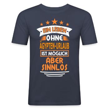 ÄGYPTEN-URLAUB - Männer Slim Fit T-Shirt - Navy - Vorne - Nik (191cm)