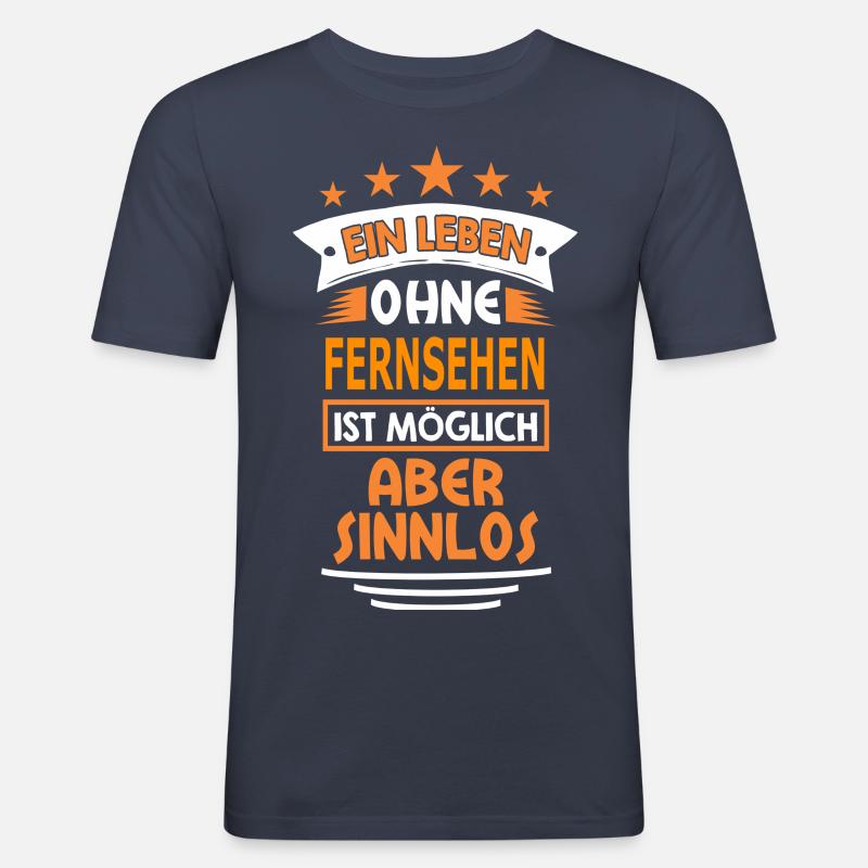 fernsehen - Männer Slim Fit T-Shirt - Navy