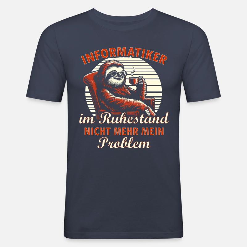 Informatiker Rente - Männer Slim Fit T-Shirt - Navy