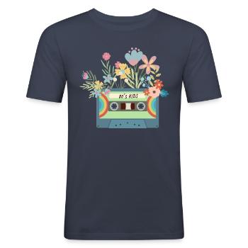 Kinder der Achtziger - Männer Slim Fit T-Shirt - Navy - Vorne - Nik (191cm)
