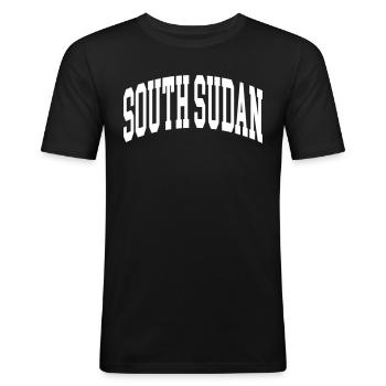 Soudan du Sud - T-shirt près du corps Homme - noir - Devant - Nik (191cm)