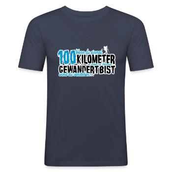 100 Kilometer Marsch Marschieren Geschenk Wanderer - Männer Slim Fit T-Shirt - Navy - Vorne - Nik (191cm)