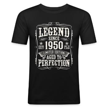 Legend 1950 Vintage Cadeau d’anniversaire - T-shirt près du corps Homme - noir - Devant - Nik (191cm)