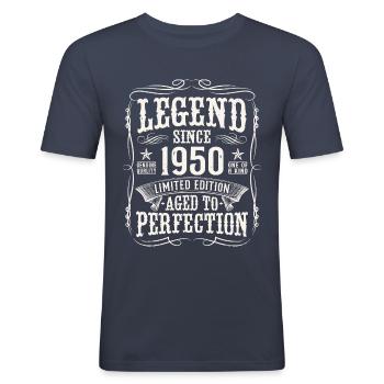 Legend 1950 Vintage Cadeau d’anniversaire - T-shirt près du corps Homme - bleu marine - Devant - Nik (191cm)