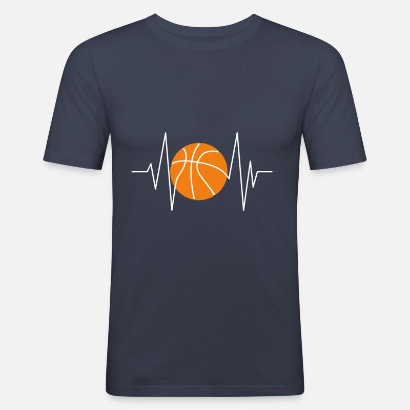 Basketball Herzfrequenz - Männer Slim Fit T-Shirt - Navy