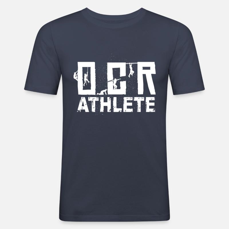 Course d'obstacles d'athlète OCR - T-shirt près du corps Homme - bleu marine