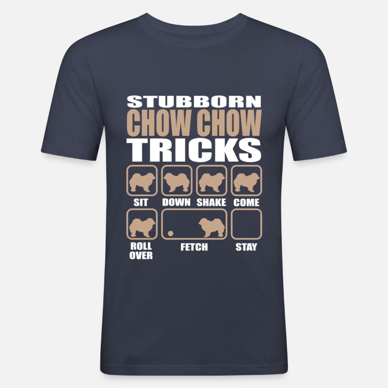 Hartnäckiger Chow-Chow-Trick-Design - Männer Slim Fit T-Shirt - Navy
