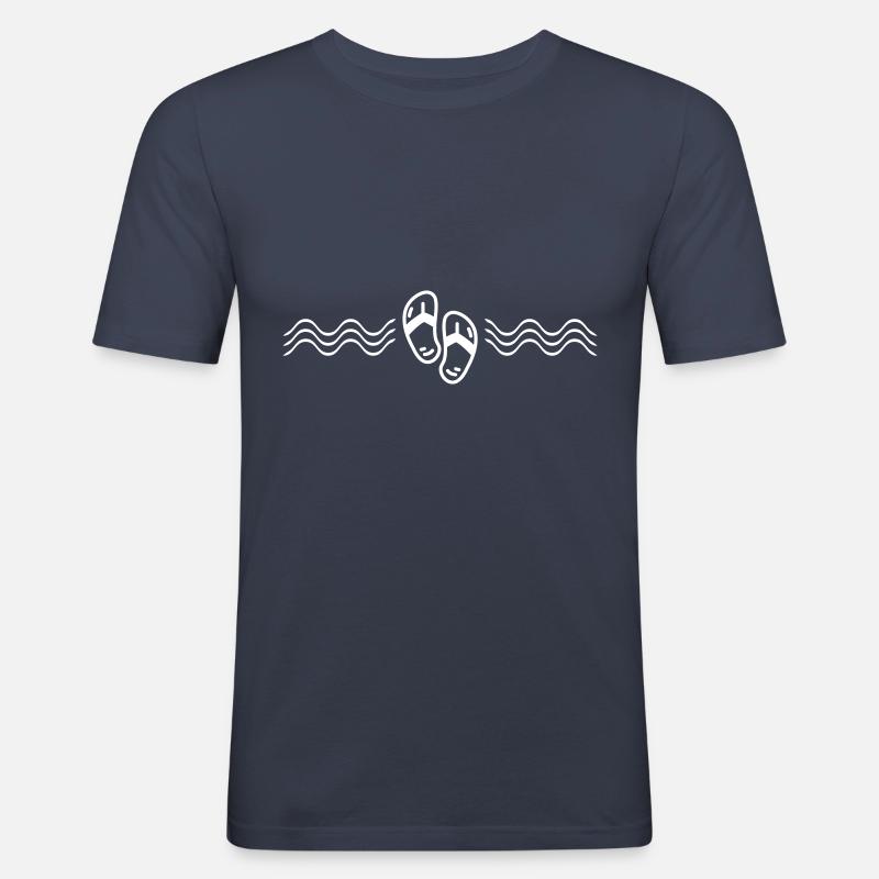 flip flops symbol welle - Männer Slim Fit T-Shirt - Navy