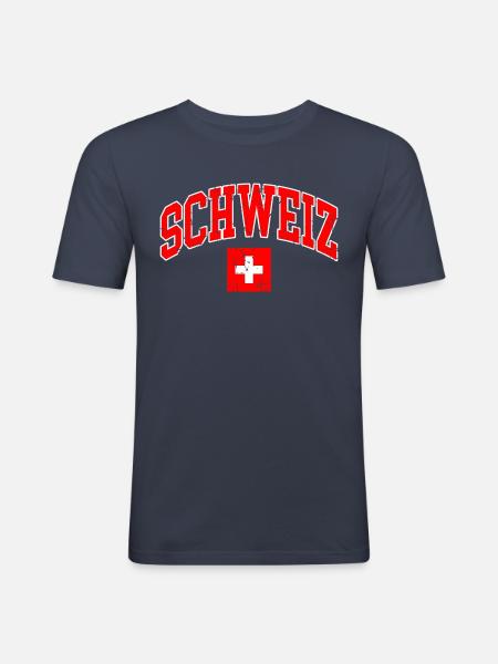 Schweiz Flagge - Männer Slim Fit T-Shirt - Navy