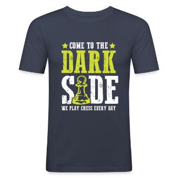 Jeu d’échecs échecs - T-shirt près du corps Homme - bleu marine - Devant - Nik (191cm)