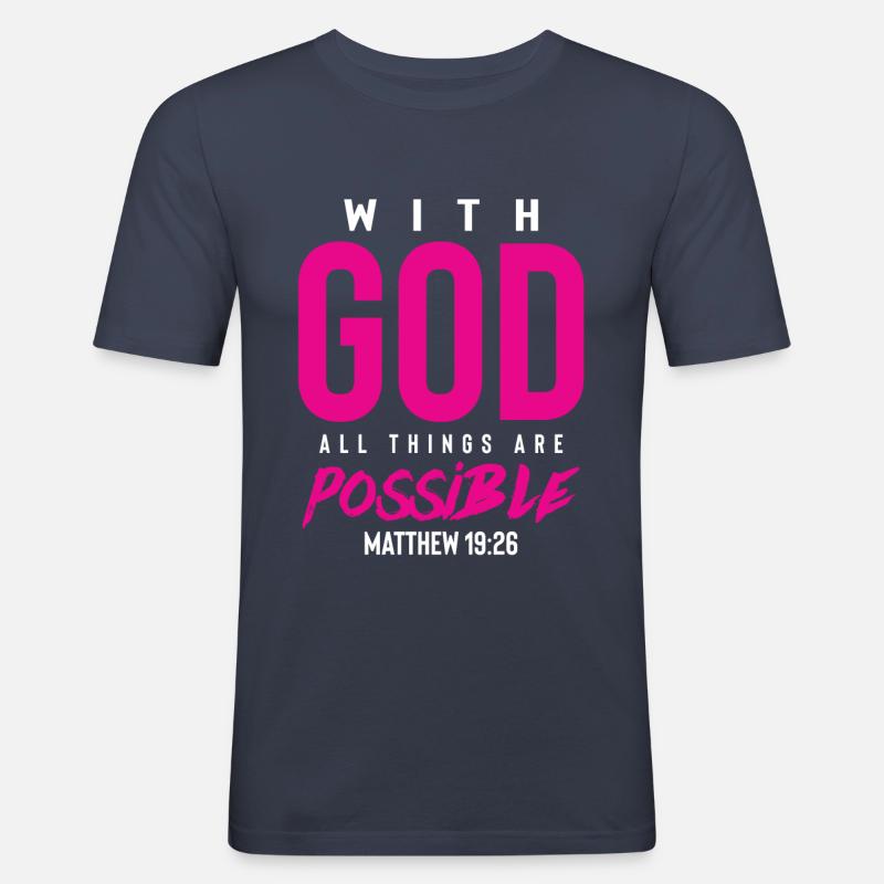 everything is possible with God - Men's Slim Fit T-Shirt - navy