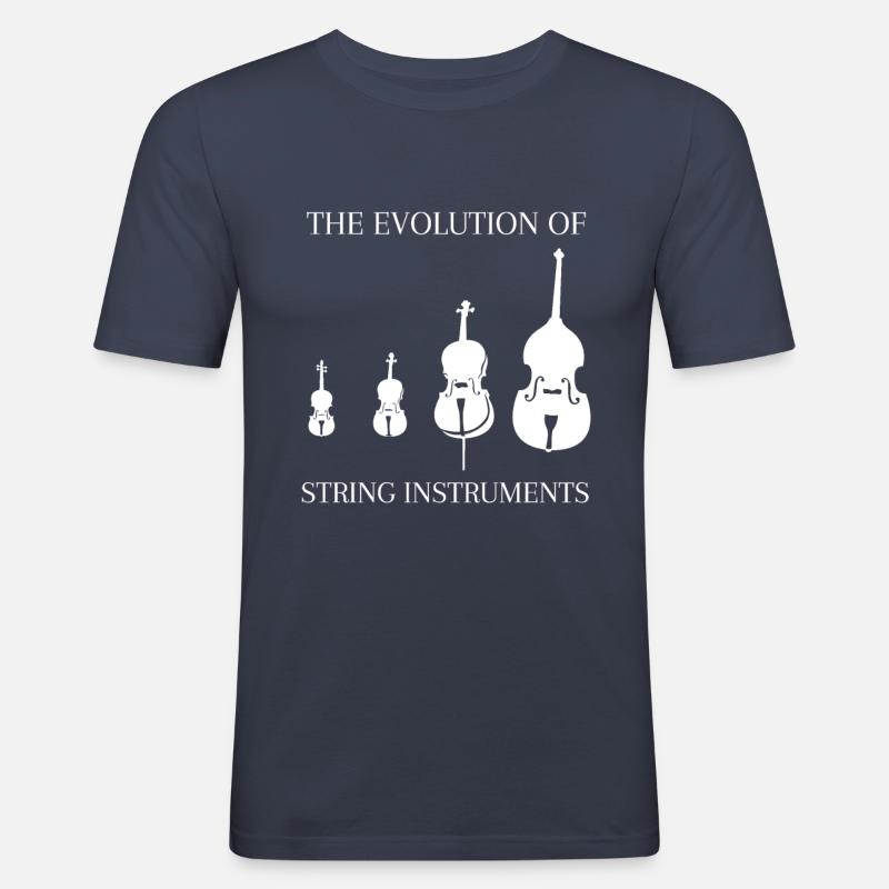 Kontrabass Spruch Streichinstrumente Evolution - Männer Slim Fit T-Shirt - Navy