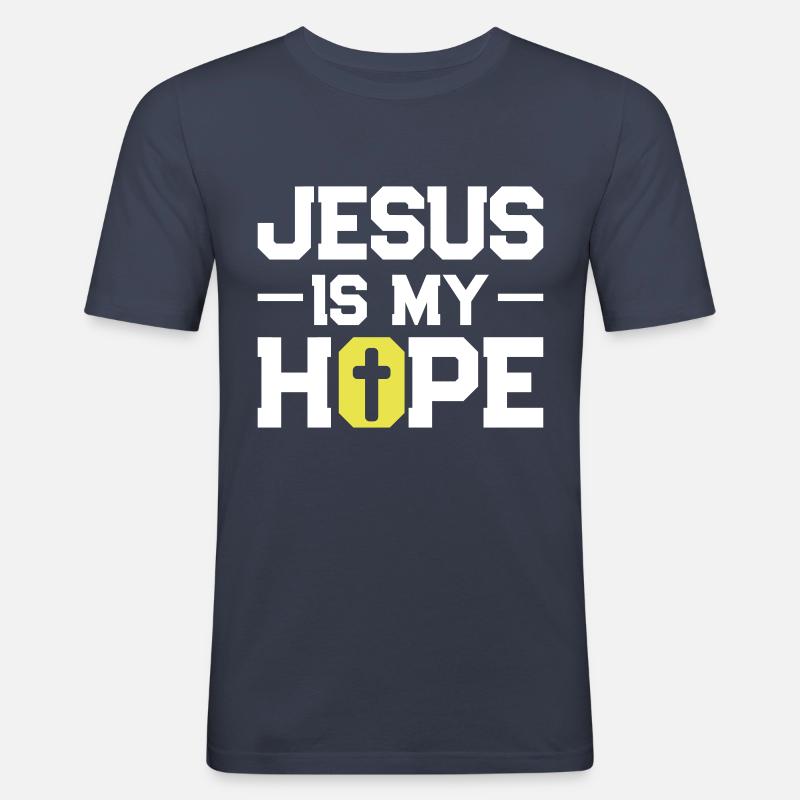jesus hoffnung - Männer Slim Fit T-Shirt - Navy