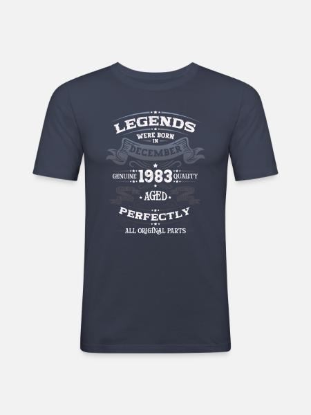 desember født i 1983 40-årsdag legende - Slim Fit T-skjorte for menn - marine