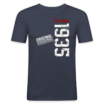 90. Geburtstag Original Oktober 1935 Jahrgang 35 - Männer Slim Fit T-Shirt - Navy - Vorne - Nik (191cm)