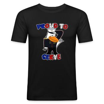 Fier de servir Pelican - T-shirt près du corps Homme - noir - Devant - Nik (191cm)