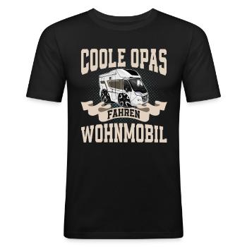 Camping Camper Campen Opa - Männer Slim Fit T-Shirt - Schwarz - Vorne - Nik (191cm)