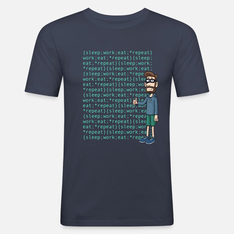 Programmierer mit Code: sleep, work, eat, repeat - Männer Slim Fit T-Shirt - Navy
