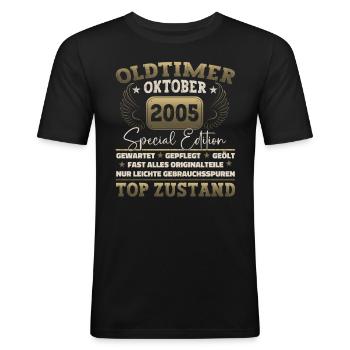 Oldtimer Oktober 2005 17. Geburtstag Geschenk - Männer Slim Fit T-Shirt - Schwarz - Vorne - Nik (191cm)