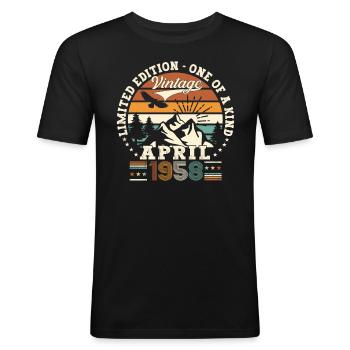 65e anniversaire homme April Né en 1958 Original - T-shirt près du corps Homme - noir - Devant - Nik (191cm)