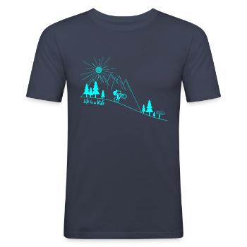 Mountainbike Radsport - Männer Slim Fit T-Shirt - Navy - Vorne - Nik (191cm)