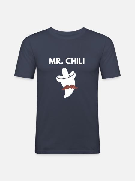 Hr. Chili Mustache Sombrero - Herre Slim Fit T-Shirt - marineblå