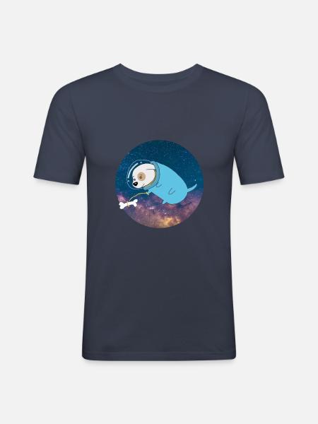 Cosmic Dog Space Astronaut Cosmos - Men's Slim Fit T-Shirt - navy
