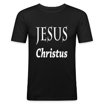 Jesus Christus - Männer Slim Fit T-Shirt - Schwarz - Vorne - Nik (191cm)