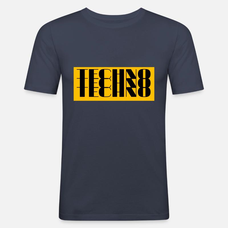 techno techno techno gelb - Männer Slim Fit T-Shirt - Navy