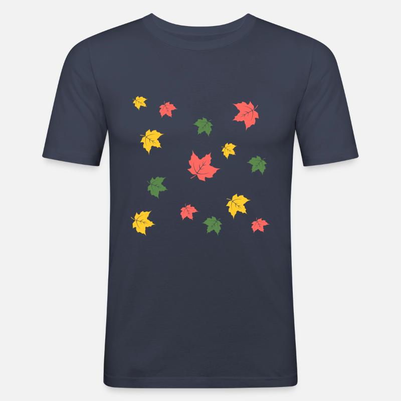 Herbstblätter - Männer Slim Fit T-Shirt - Navy