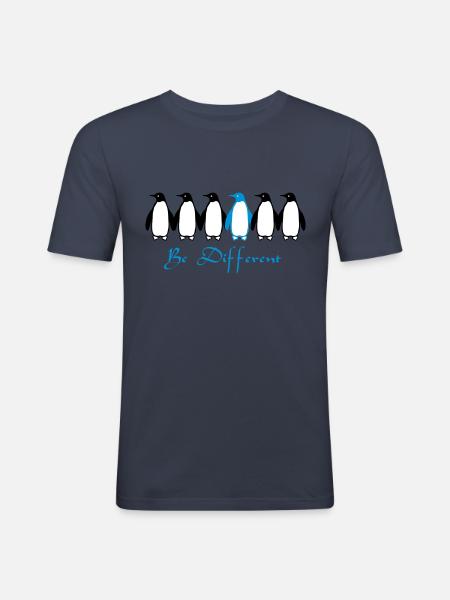 Be Different - T-shirt près du corps Homme - bleu marine
