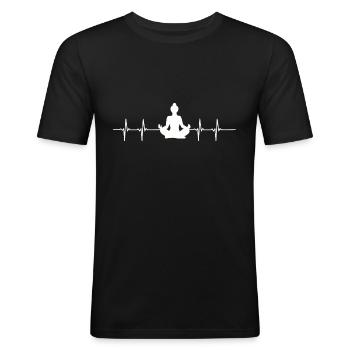 Pulsschlag Meditieren - Männer Slim Fit T-Shirt - Schwarz - Vorne - Nik (191cm)