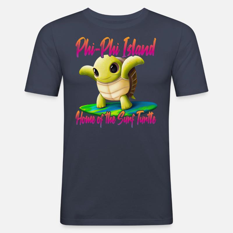 Phi Phi Islands Surf Turtle - Männer Slim Fit T-Shirt - Navy