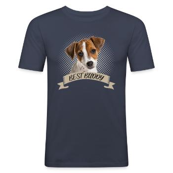 Jack Russel Terrier Bester Freund Hundeportrait - Männer Slim Fit T-Shirt - Navy - Vorne - Nik (191cm)