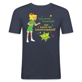 Bibi Blocksberg Geburtstagsdesign Bibi & Spruch - Männer Slim Fit T-Shirt - Navy - Vorne - Nik (191cm)